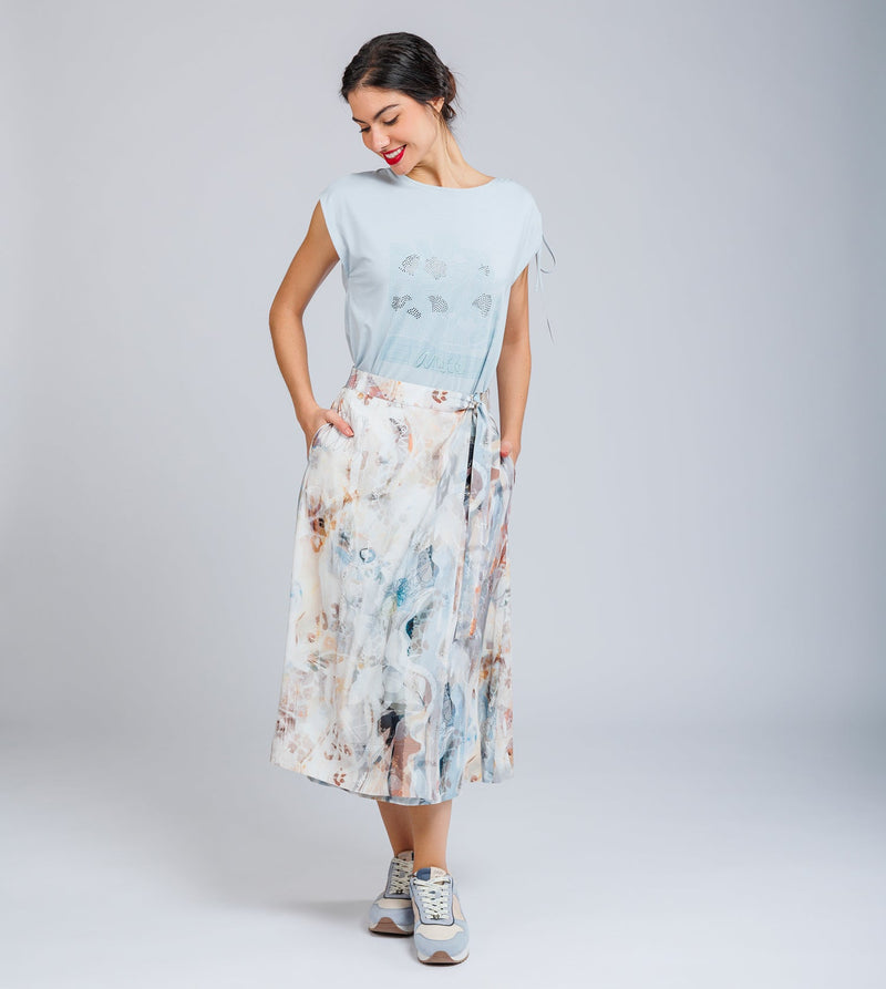 Anekke Blue one-shoulder ruched T-shirt Gran oferta