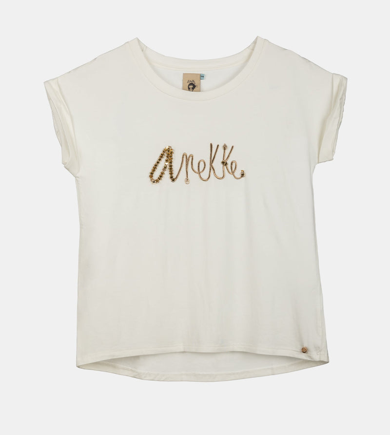Anekke White short-sleeve T-shirt with logo Liquidación