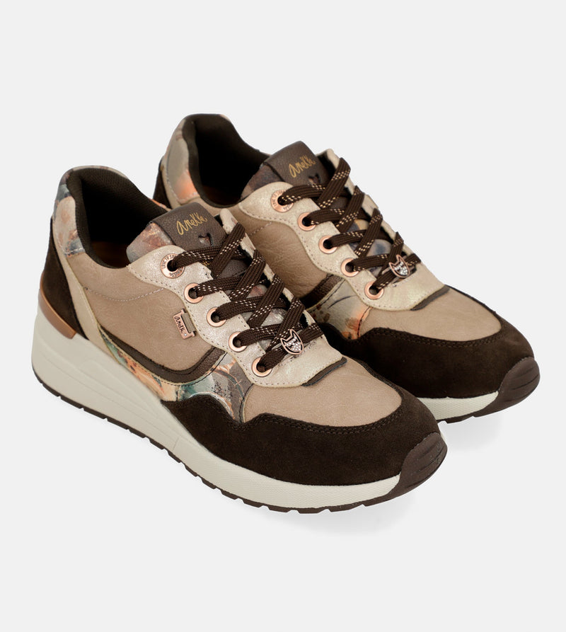 Anekke Brown Padded Sports Sneakers with Wedge Ofertas