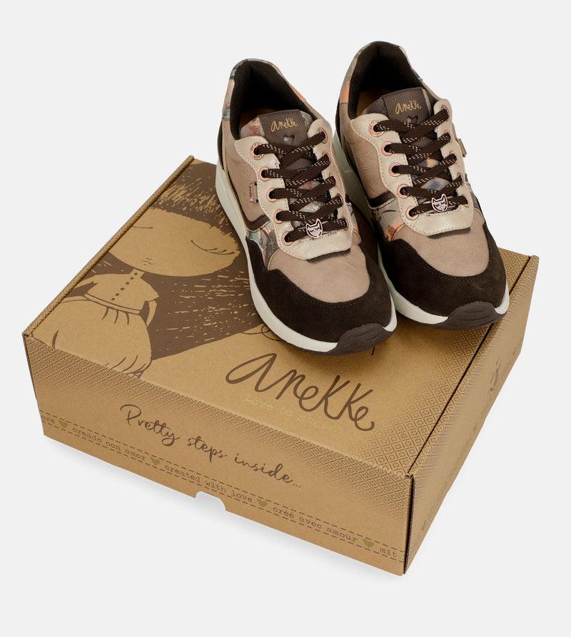 Anekke Brown Padded Sports Sneakers with Wedge Ofertas
