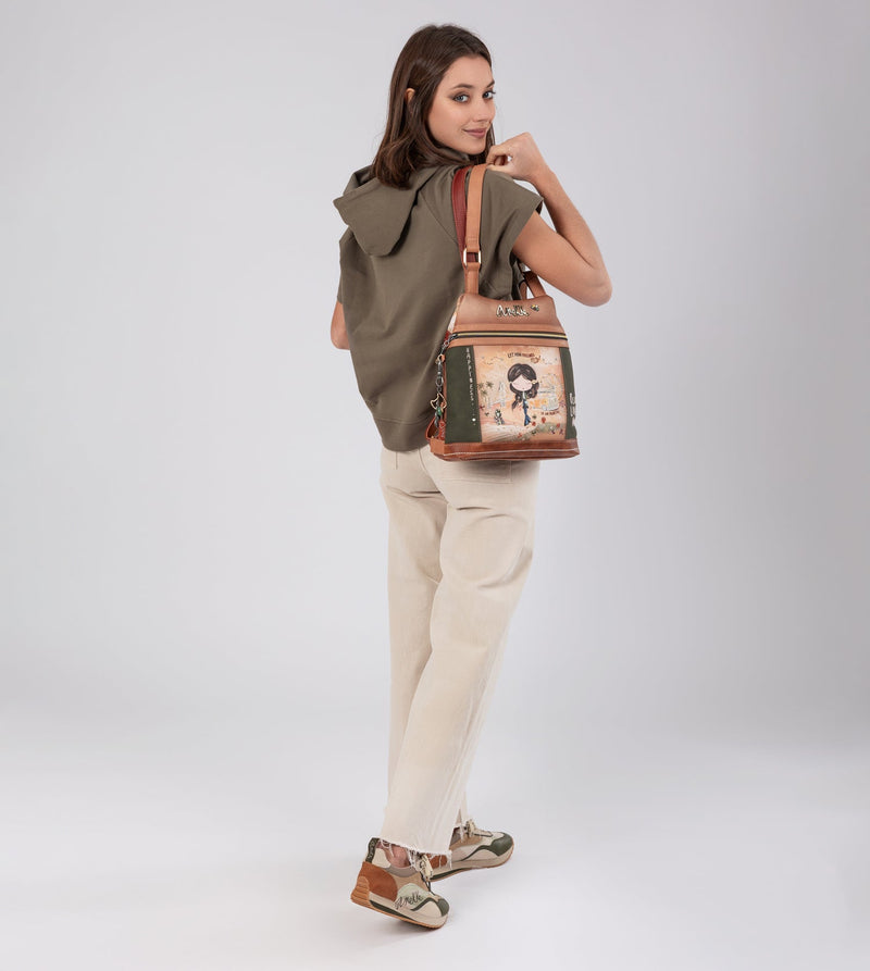 Anekke Anekke Peace & Love camel anti-theft backpack Los más vendidos