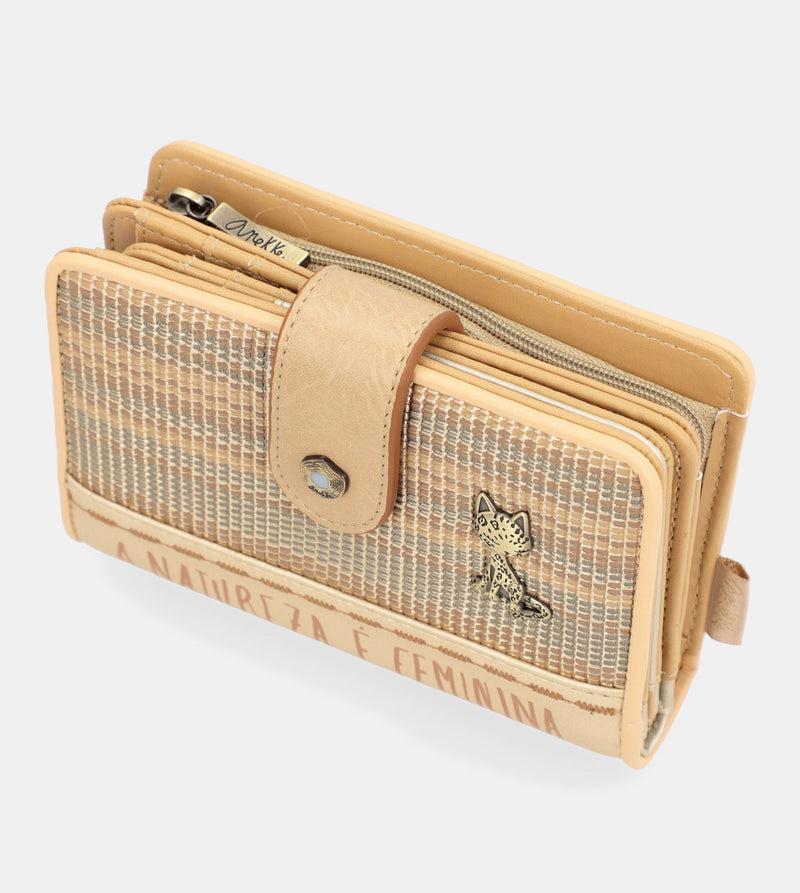 Anekke Nature Pachamama gold medium RFID wallet Envío gratis