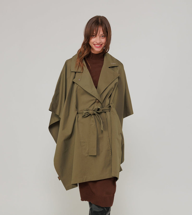 Anekke Green cape-style trench coat Última moda