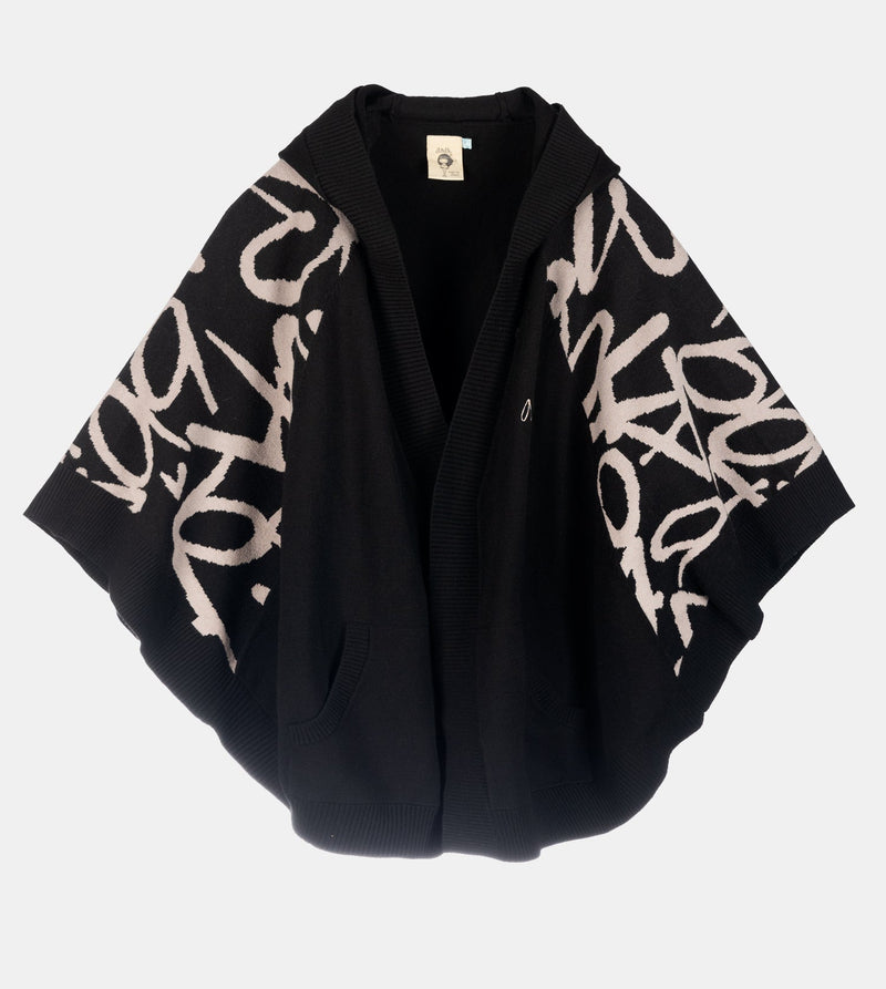 Anekke Black poncho-style jacket Ofertas de temporada