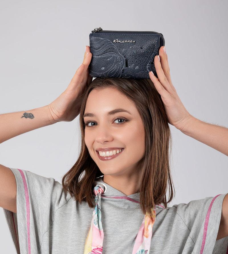 Anekke Studio navy blue triple coin purse Tienda de fábrica