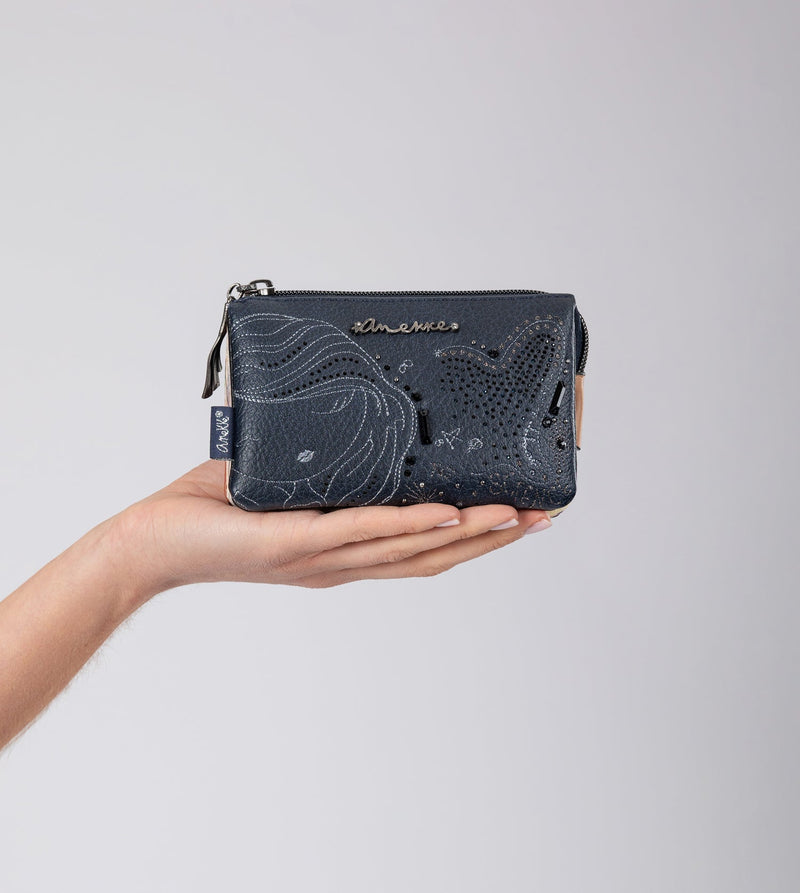 Anekke Studio navy blue triple coin purse Tienda de fábrica