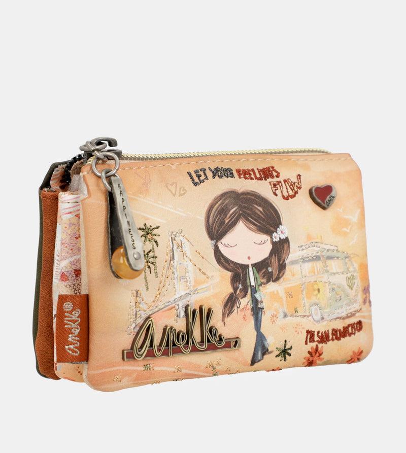 Anekke Peace & Love camel 3-compartment coin purse Ofertas especiales