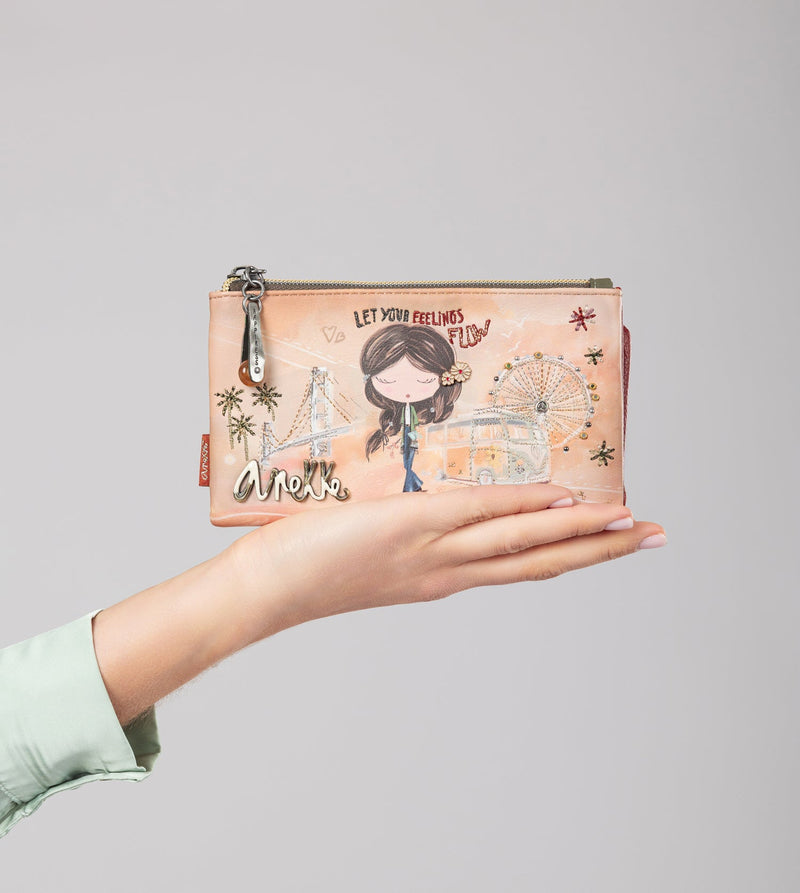 Anekke Peace & Love camel flexible RFID wallet Últimos 2 días