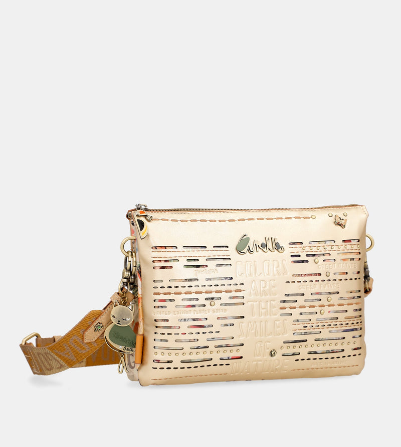 Anekke Nature Pachamama golden crossbody bag with two compartments Precios de Black Friday
