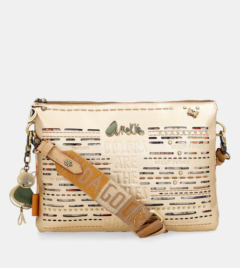 Anekke Nature Pachamama golden crossbody bag with two compartments Precios de Black Friday