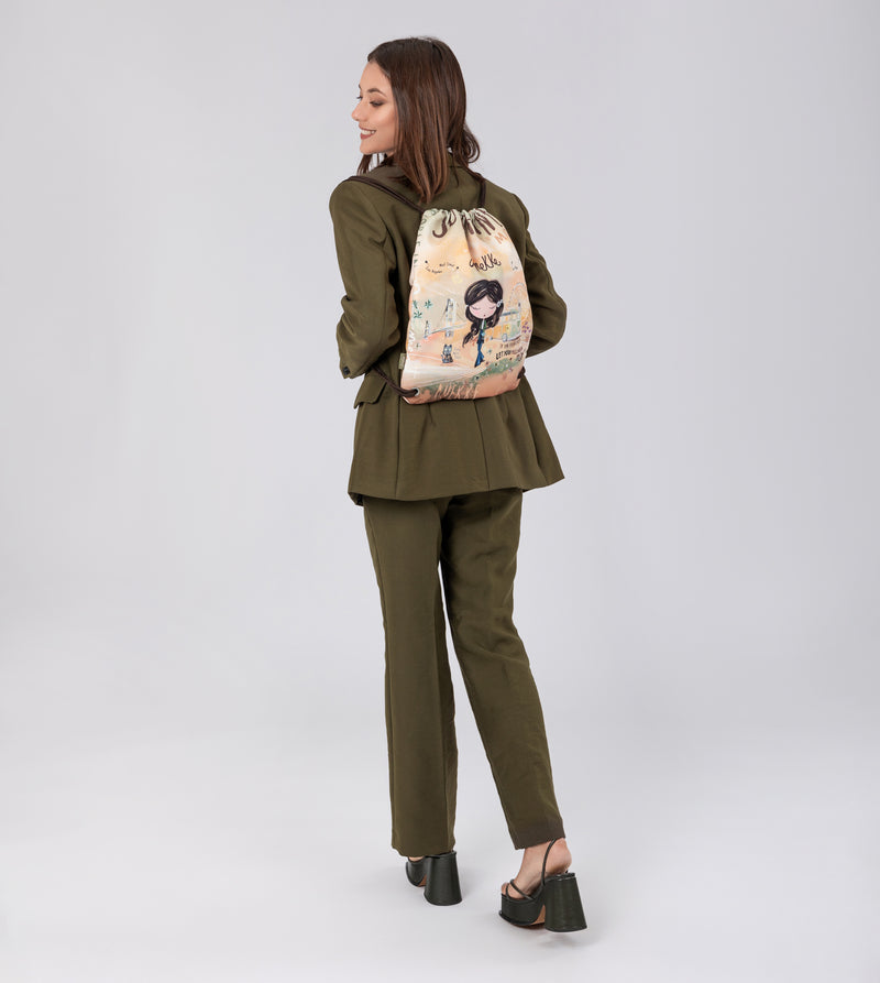 Anekke Peace & Love fabric drawstring backpack Última moda