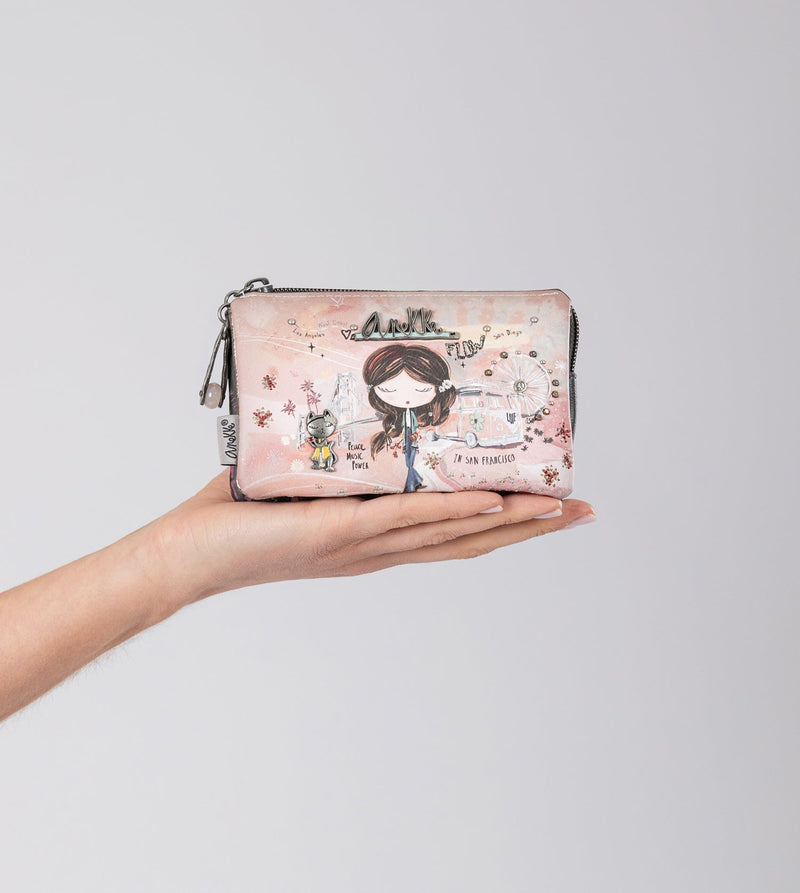 Anekke Peace & Love pink 3-compartment coin purse Gran oferta