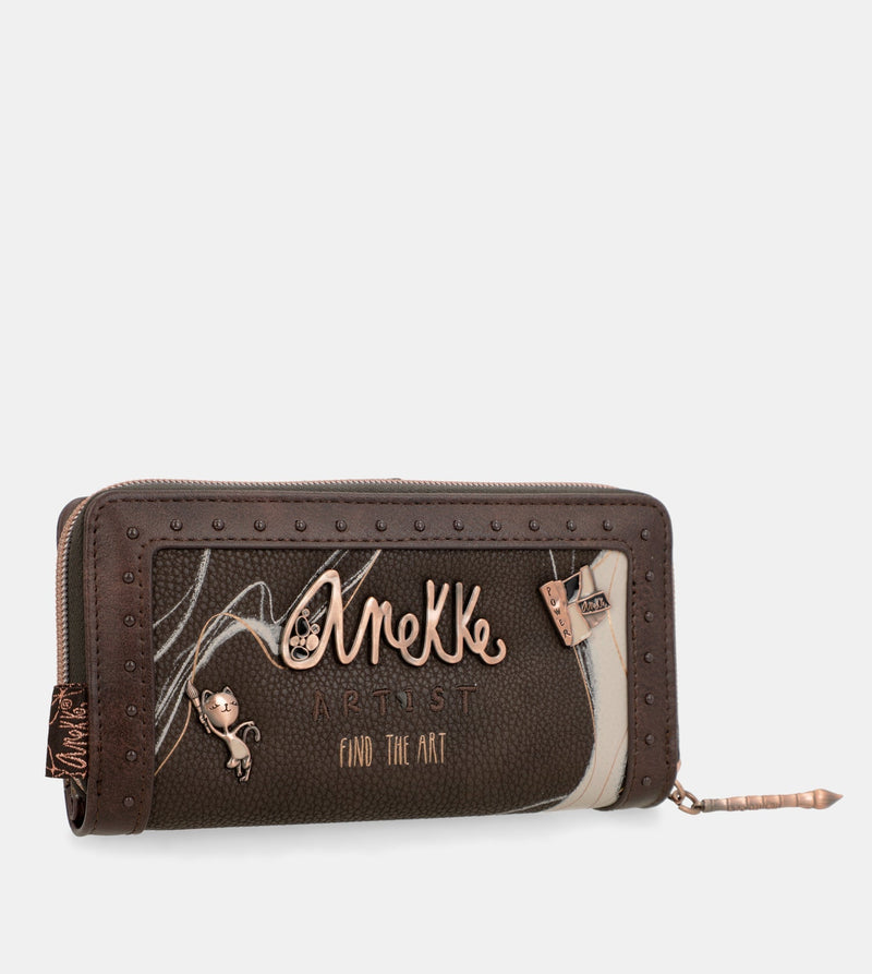 Anekke Nature Shodō Large Brown RFID Wallet Nature Shodō Liquidación