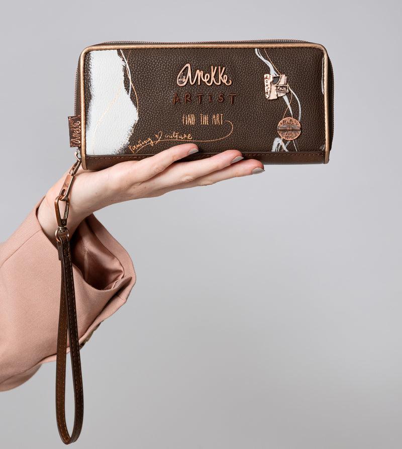 Anekke Nature Shodō large brown RFID wallet Precio de fábrica