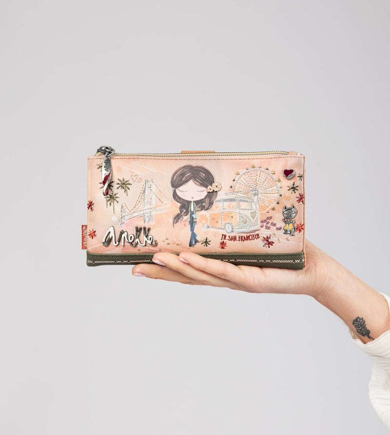 Anekke Peace & Love camel large RFID wallet Solo hoy