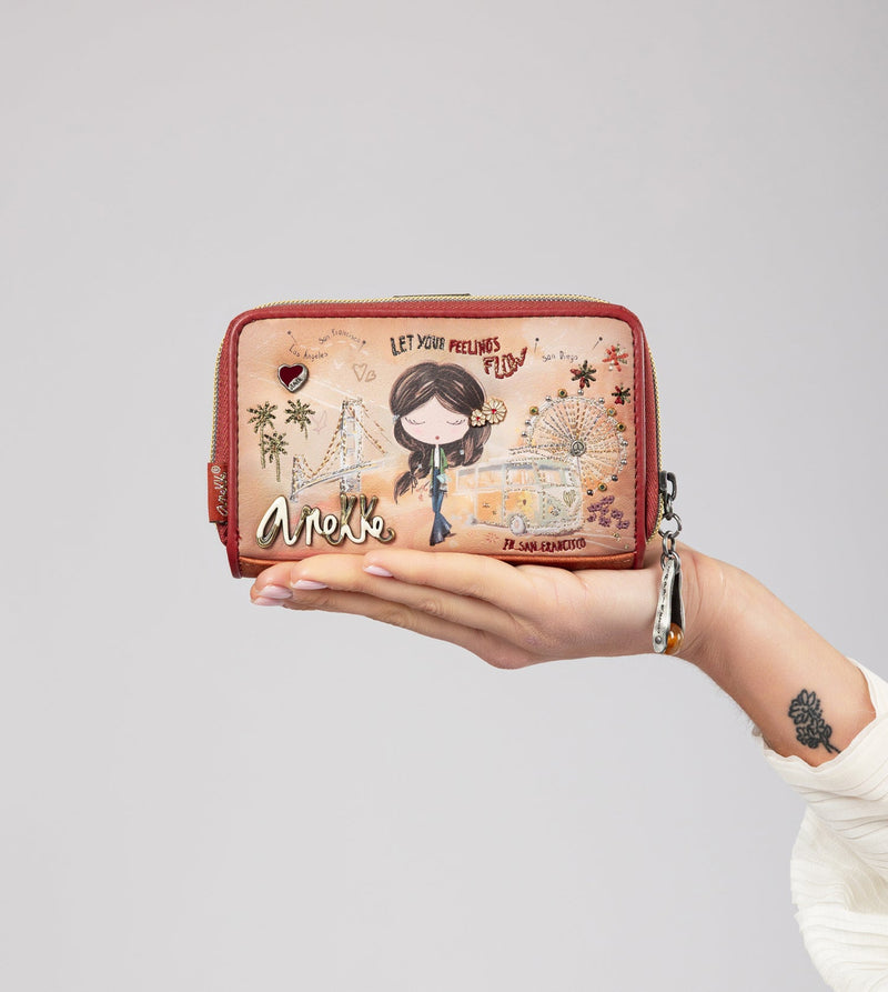 Anekke Peace & Love camel medium RFID wallet Oferta especial de fábrica