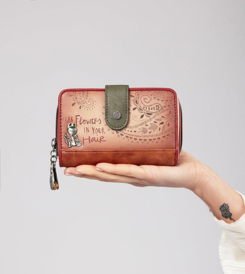 Anekke Peace & Love camel medium RFID wallet Oferta especial de fábrica