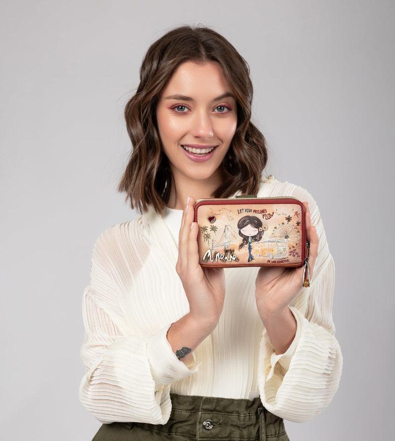 Anekke Peace & Love camel medium RFID wallet Oferta especial de fábrica