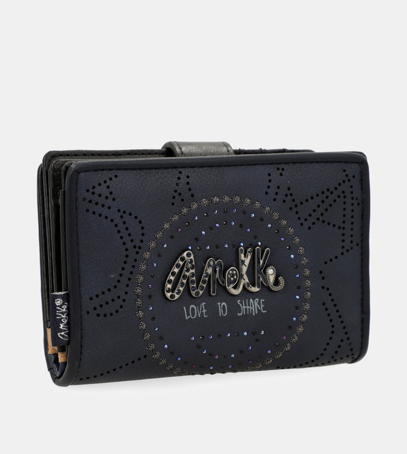 Anekke Studio navy blue small RFID wallet Envío internacional gratuito