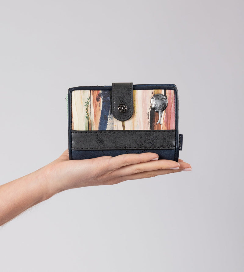 Anekke Studio navy blue small RFID wallet Envío internacional gratuito