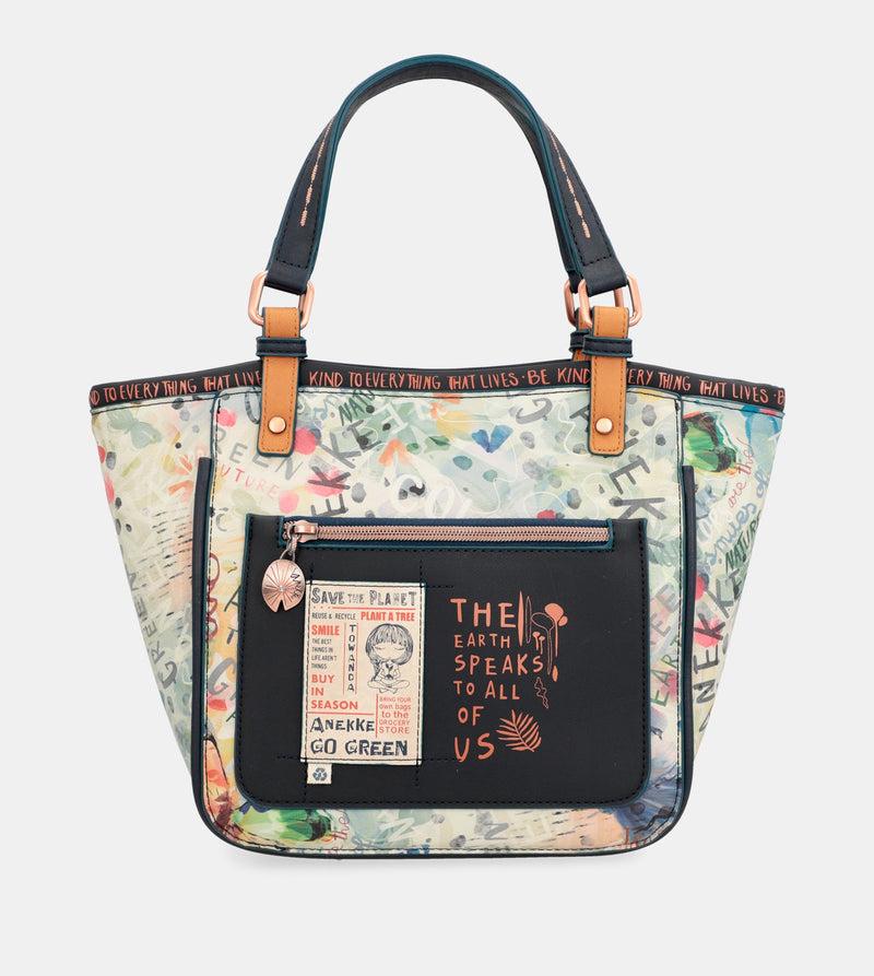 Anekke Nature Pachamama navy blue printed tote bag Última moda