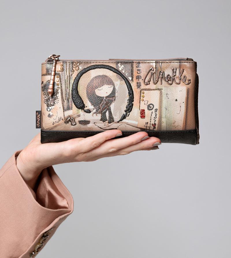Anekke Shōen Shōen Large Black Flexible RFID Wallet Venta caliente