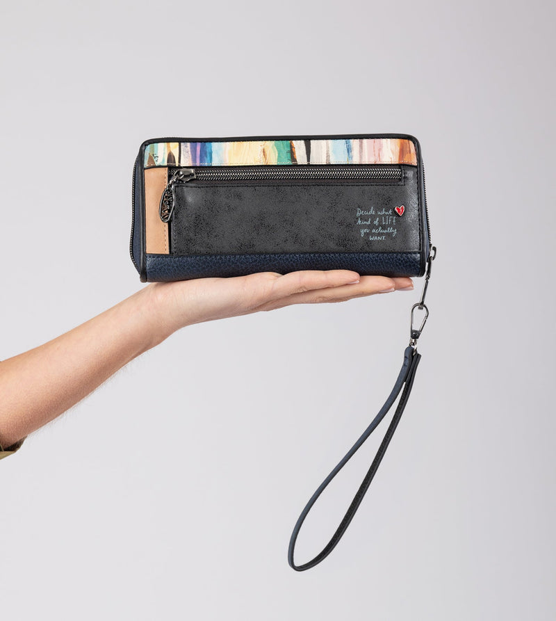 Anekke Studio navy blue large RFID wallet Tienda
