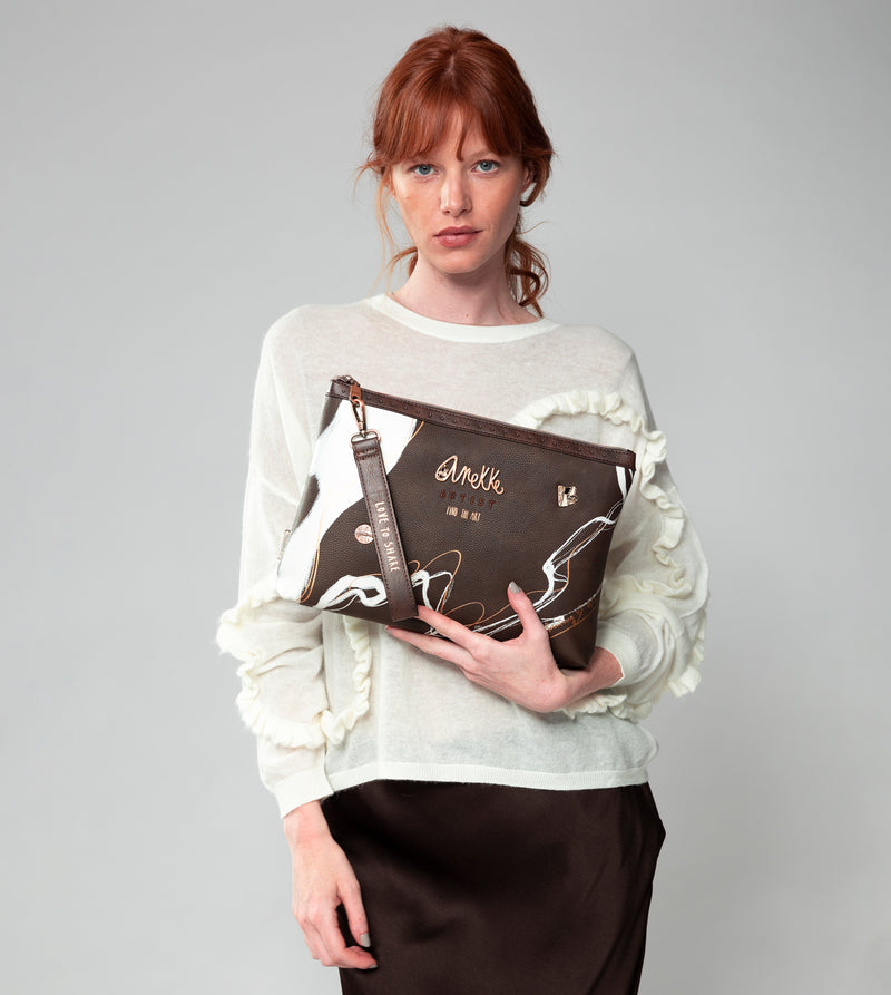 Anekke Nature Shodō brown clutch bag Liquidación