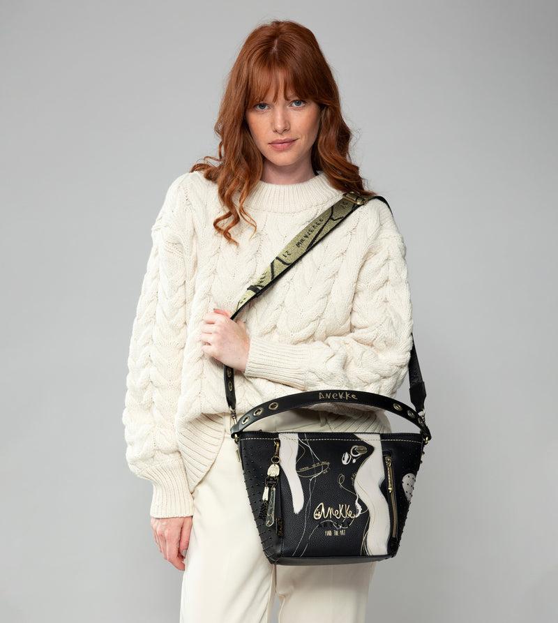 Anekke Nature Shodō medium black handbag Promoción por tiempo limitado