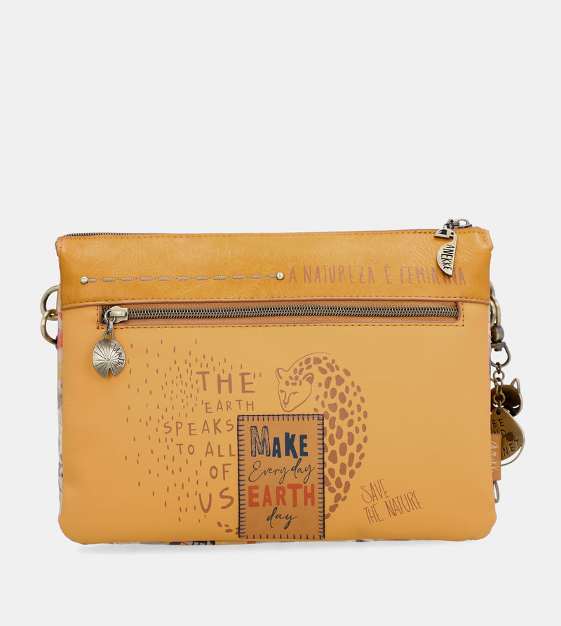 Anekke Nature Pachamama ochre crossbody bag with two compartments Precio ultrabajo