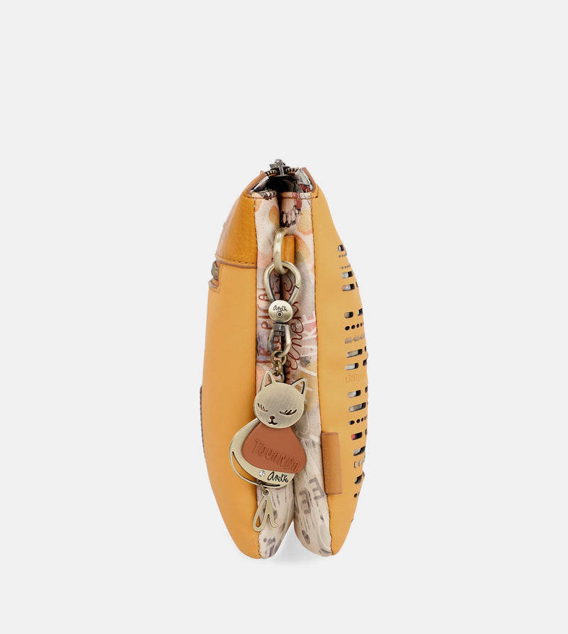 Anekke Nature Pachamama ochre crossbody bag with two compartments Precio ultrabajo