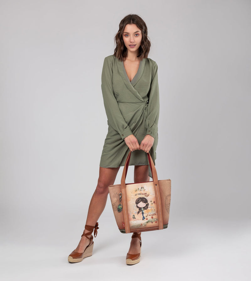 Anekke Peace & Love camel shopping bag Tienda