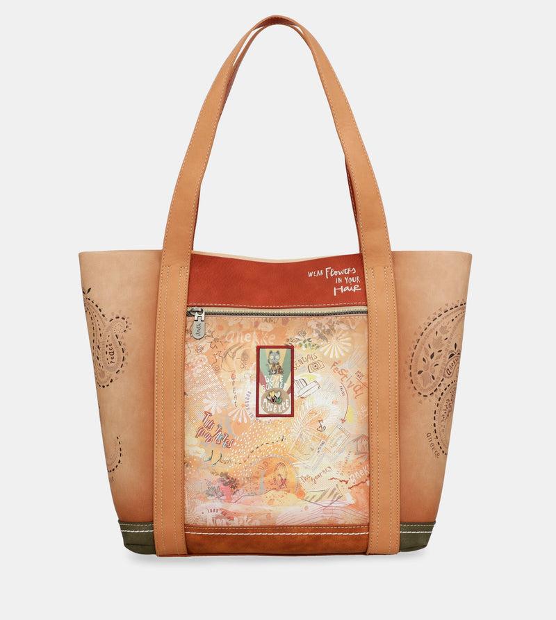 Anekke Peace & Love camel shopping bag Tienda
