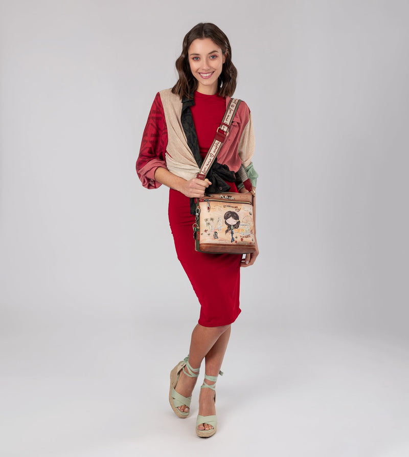 Anekke Peace & Love camel square crossbody bag Rebajas de fin de temporada