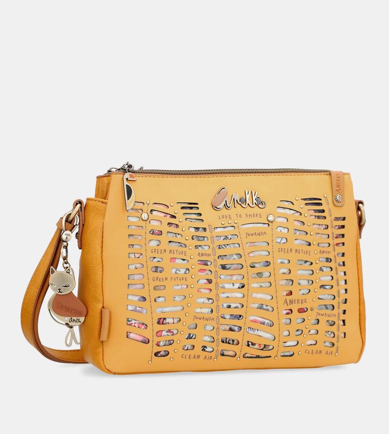 Anekke Nature Pachamama ochre crossbody bag with 3 compartments Outlet online