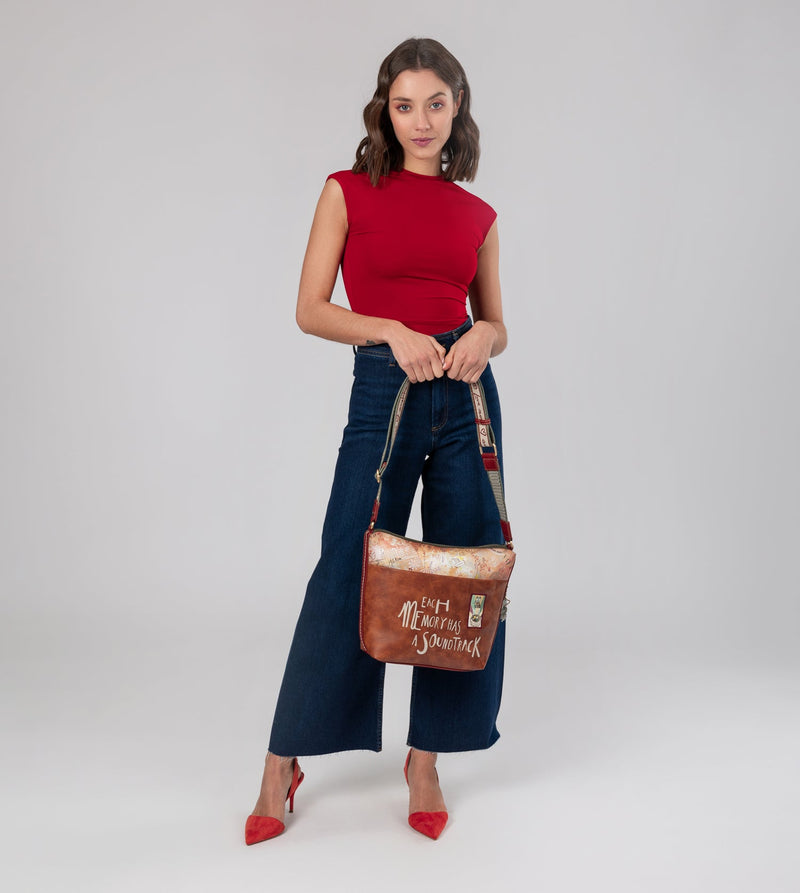 Anekke Peace & Love camel large crossbody bag Descuento