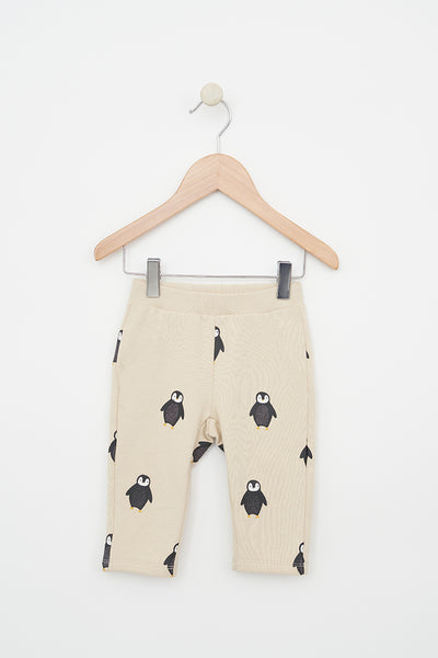 Batela Pantalón chándal fabricado en felpa para bebé con pingüinos