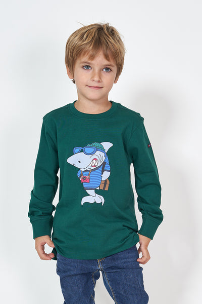 Batela Camiseta algodón manga larga tiburón niño o niña