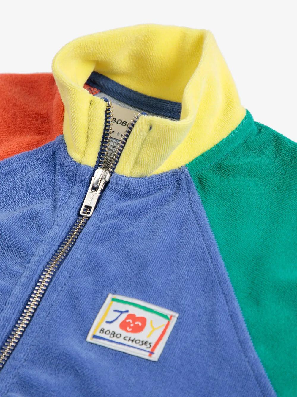Bobo choses Smiling color block terry cloth zipped sweatshirt Rebajas