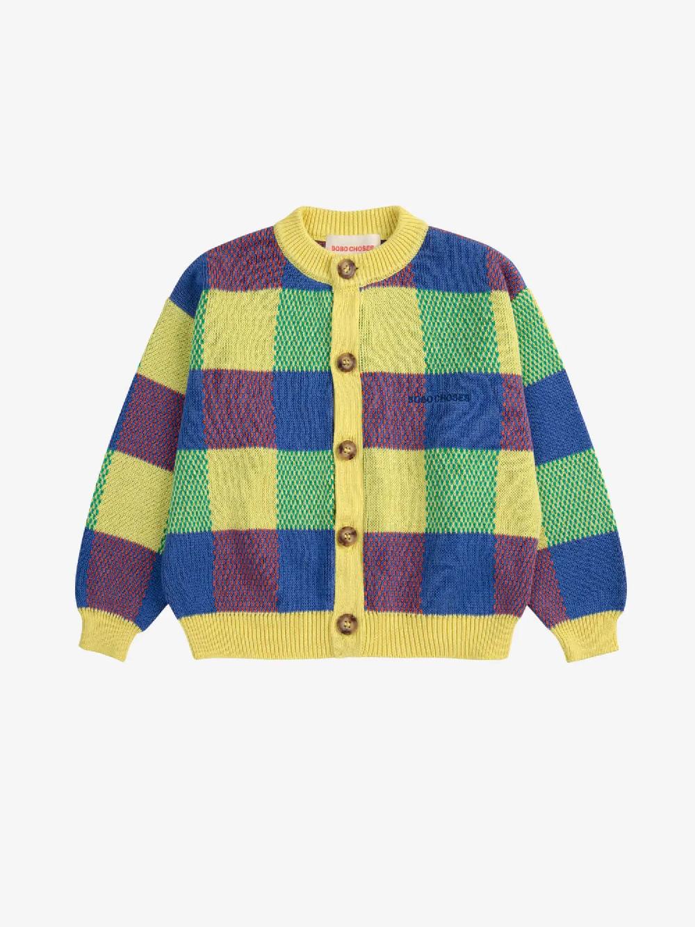 Bobo choses Multicolor vichy jacquard cardigan Último día