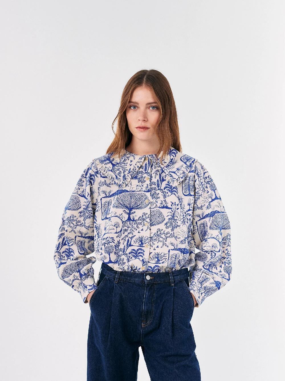 Bobo choses Wonderland printed big collar blouse Precio de fábrica