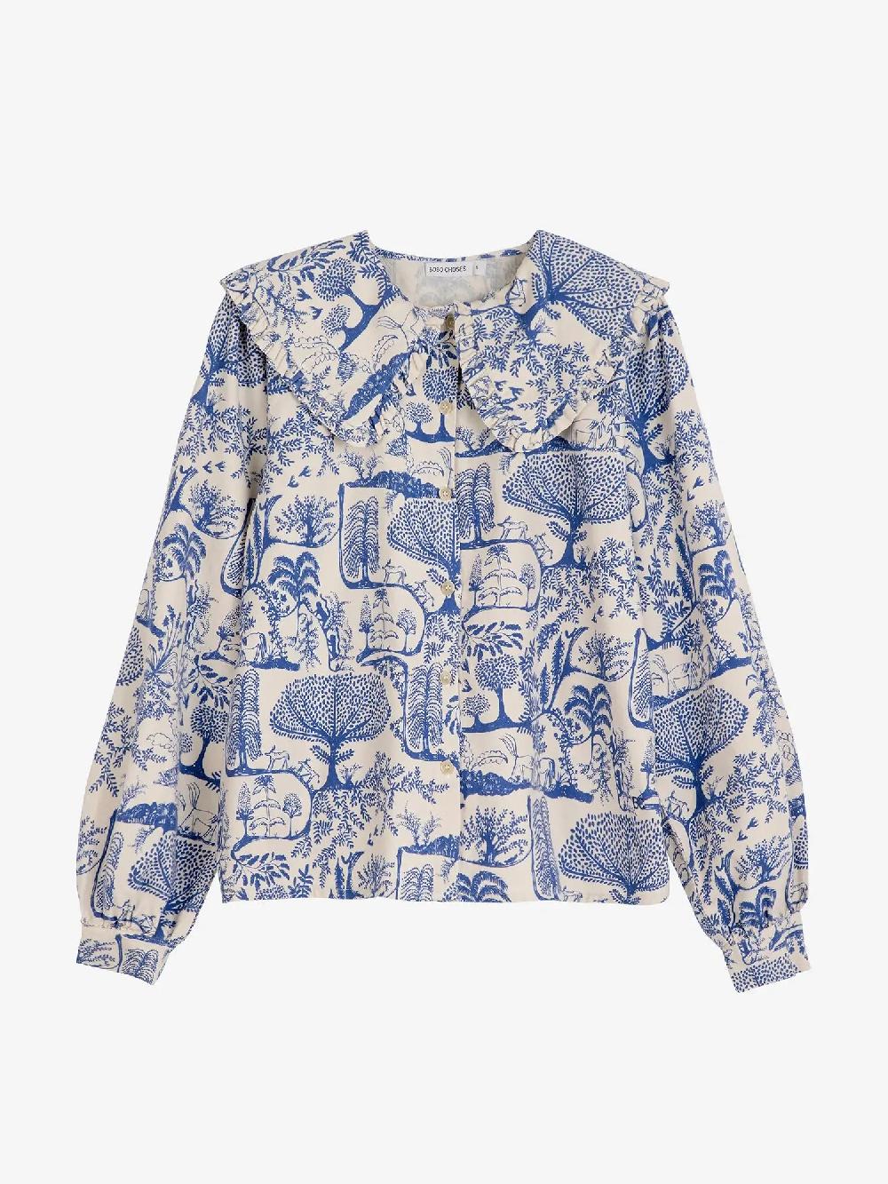 Bobo choses Wonderland printed big collar blouse Precio de fábrica