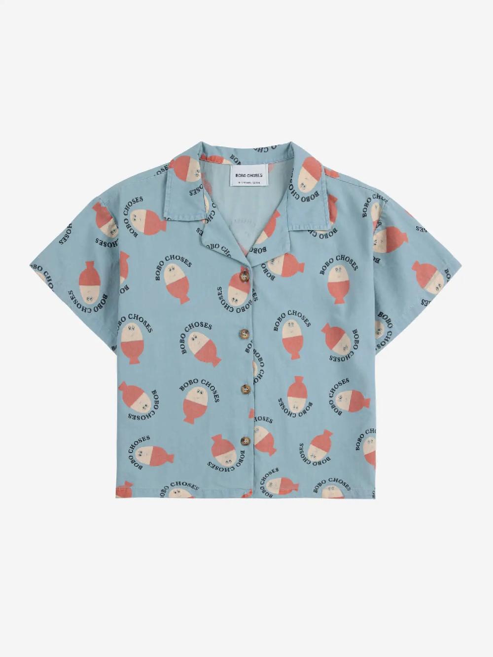 Bobo choses Morning Egg all over light denim shirt Liquidación