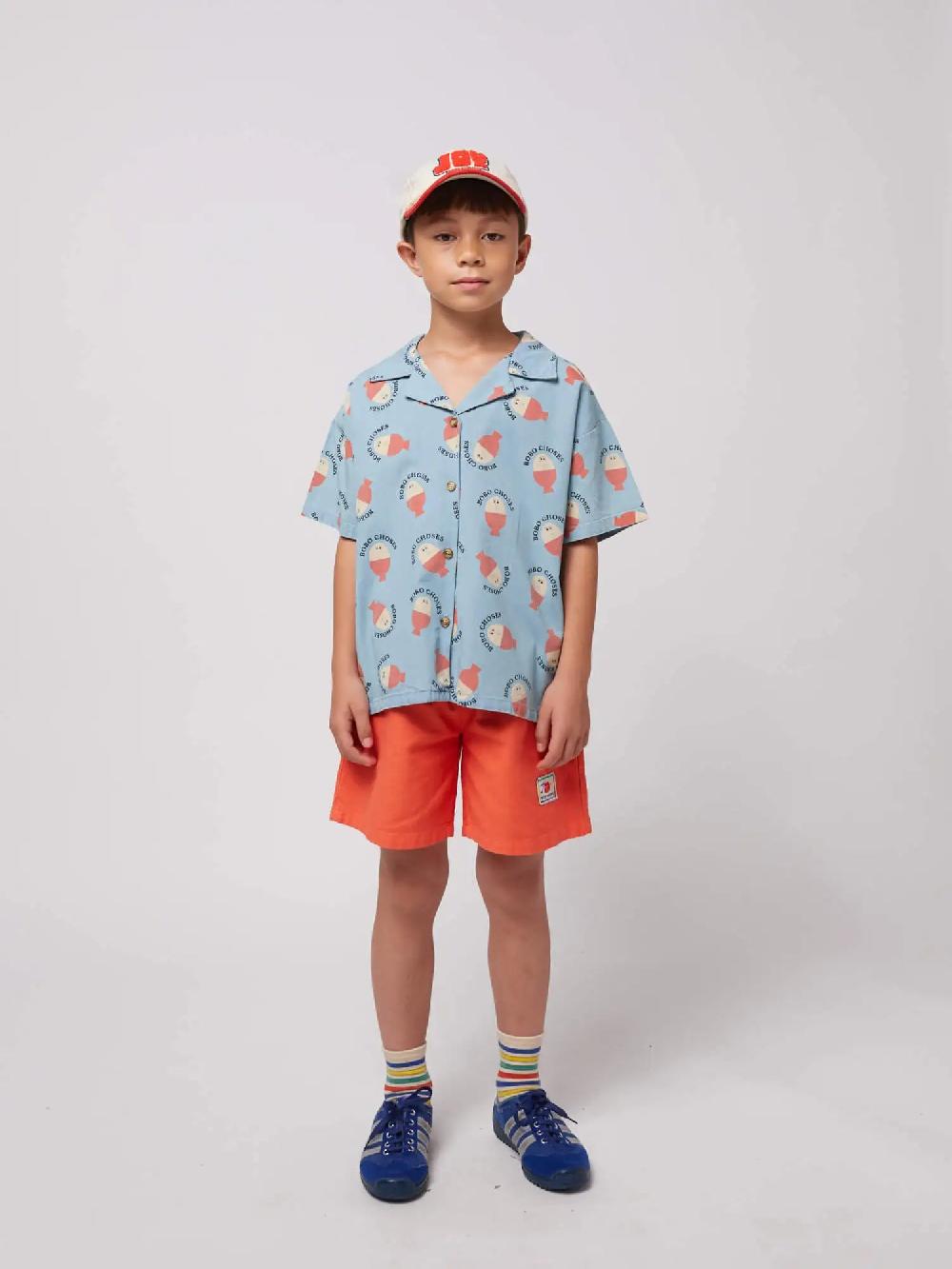 Bobo choses Morning Egg all over light denim shirt Liquidación