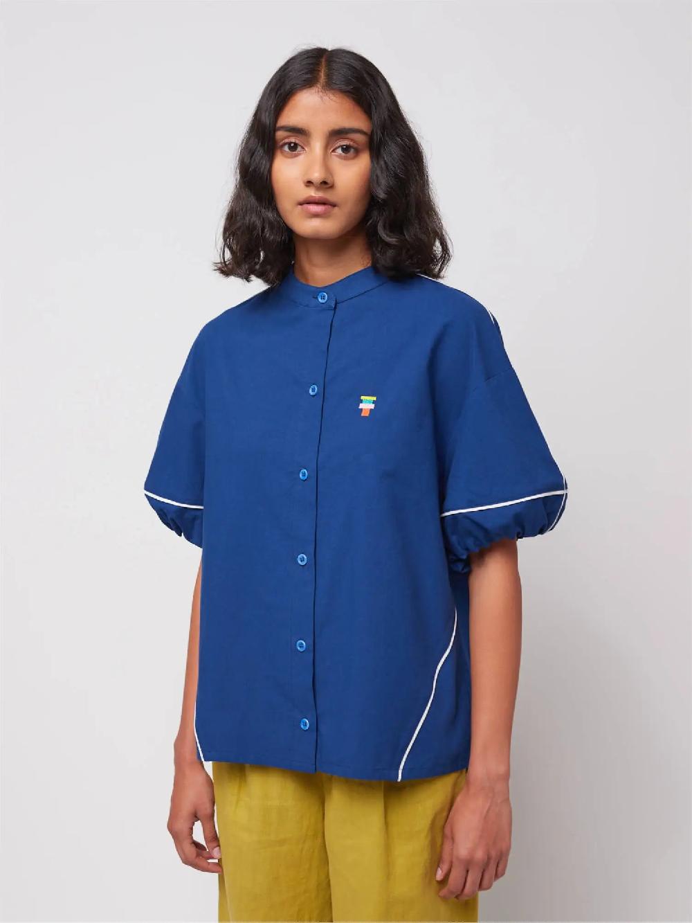 Bobo choses Contrast-trim puff sleeve shirt