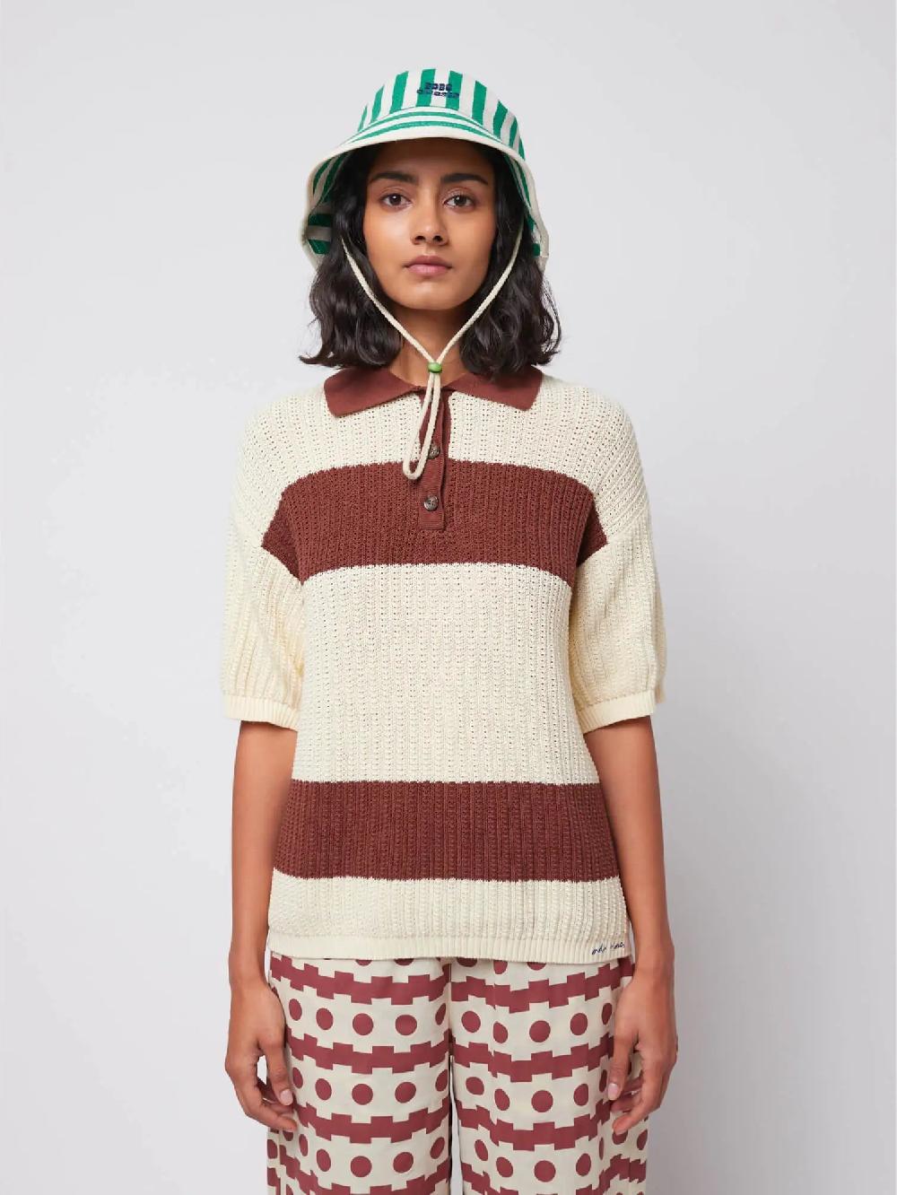Bobo choses Stripes pointelle knitted polo shirt En oferta