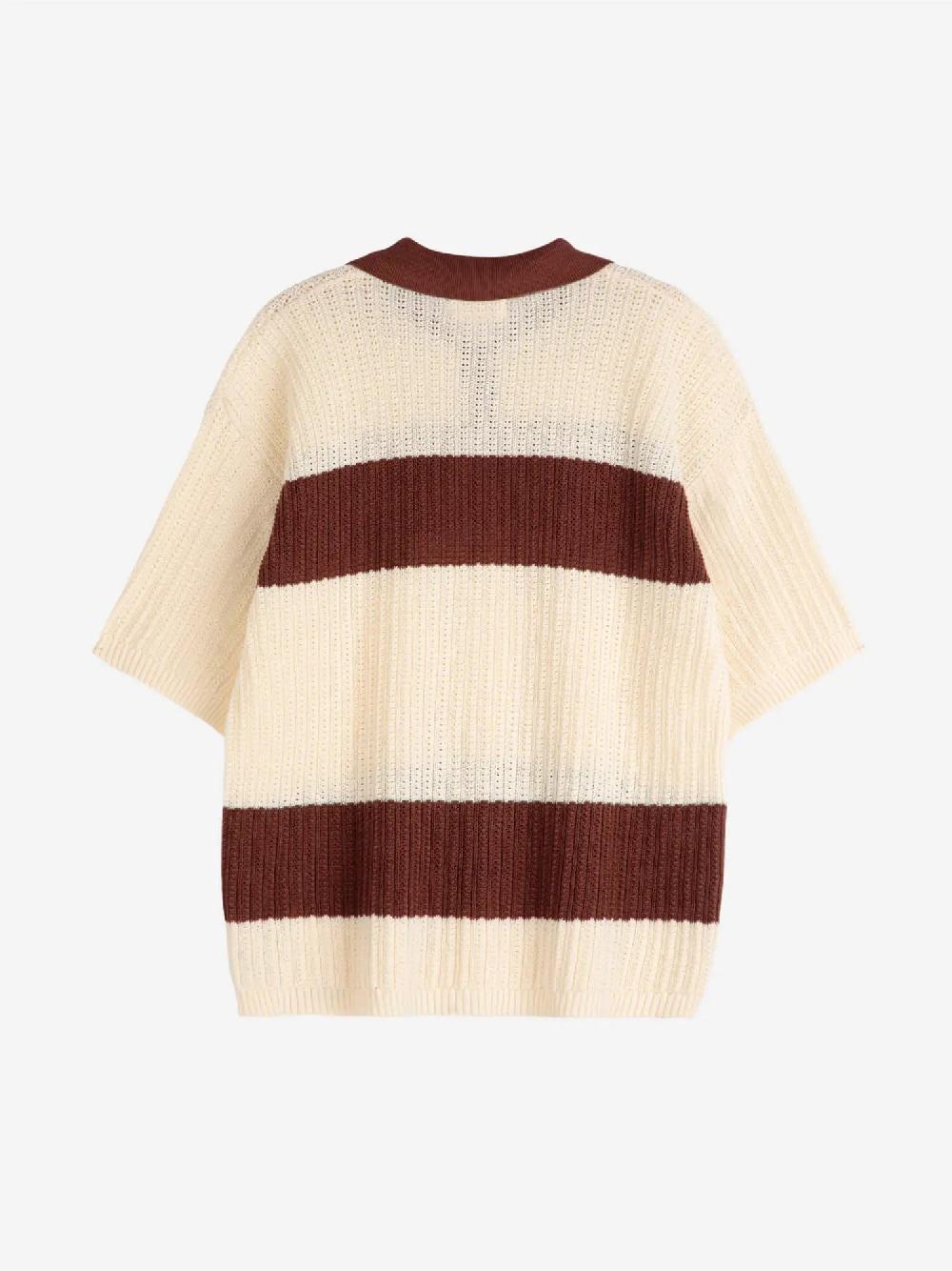 Bobo choses Stripes pointelle knitted polo shirt En oferta