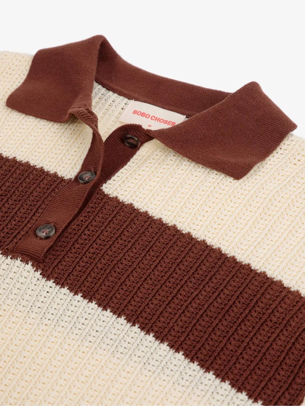 Bobo choses Stripes pointelle knitted polo shirt En oferta