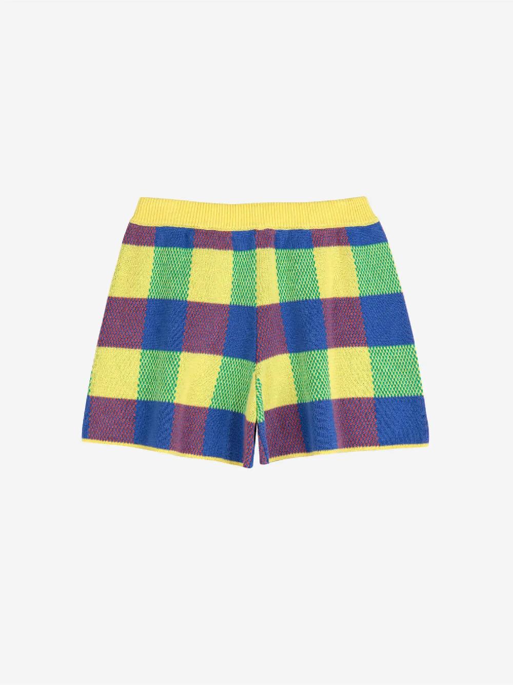 Bobo choses Vichy jacquard cotton knitted short