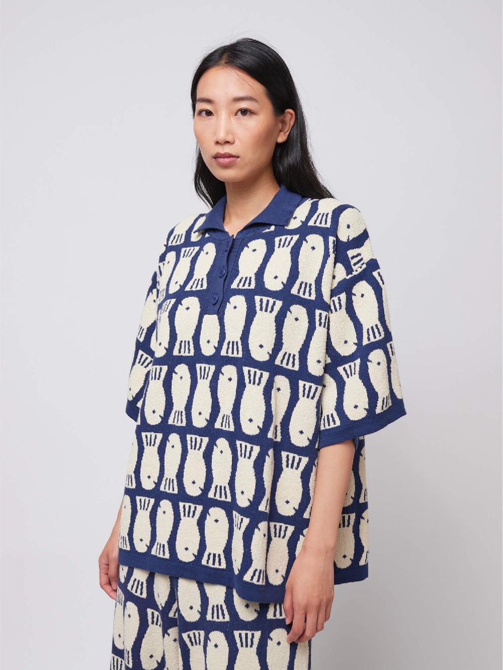 Bobo choses Lucky Fish jacquard knitted polo Mejor oferta